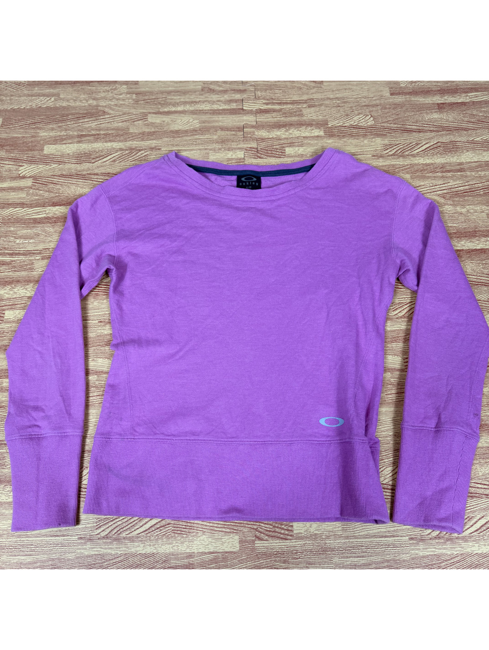 Oakley Womens Purple/Pink Scoop Neck Pullover Sweatshirt Small Y2K Logo